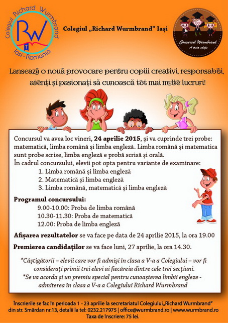 Concurs „Wurmbrand Junior” – clasa a IV-a Concurs „Wurmbrand Junior” – clasa a IV-a